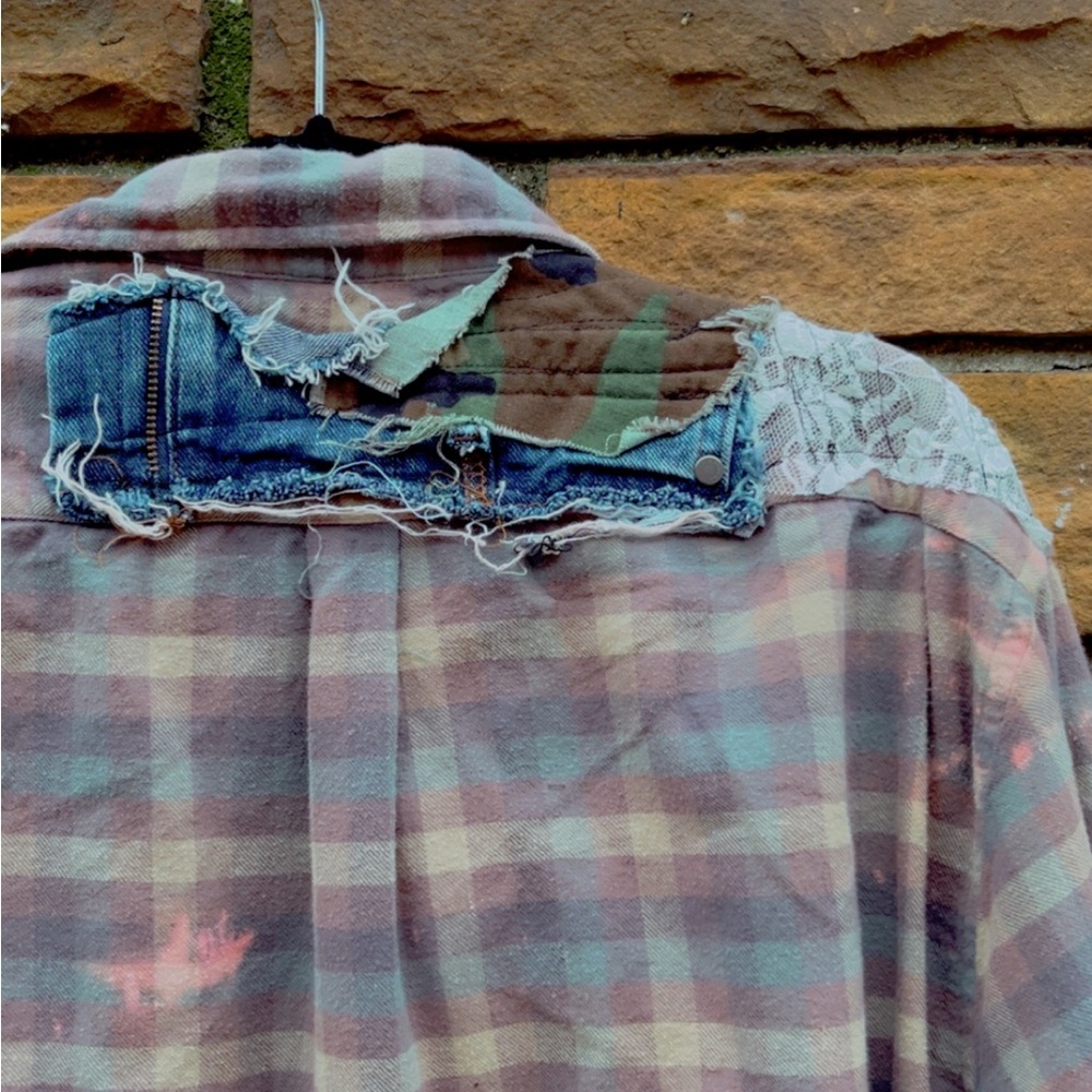 Patchwork Long Plaid Coat - image 5